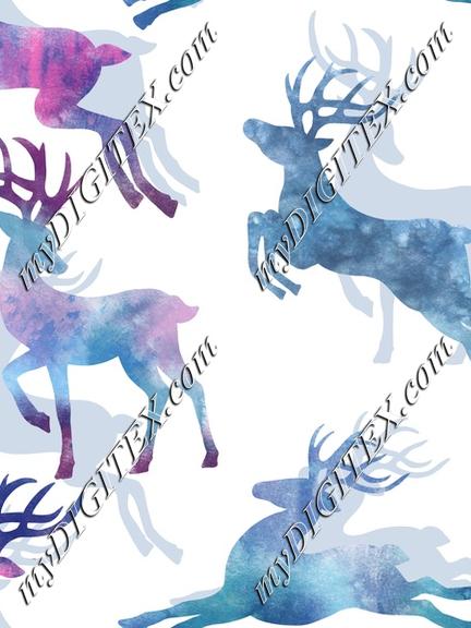 Watercolour reindeers Christmas winter seamless pattern