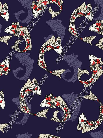 Koi fish seamless repeat pattern