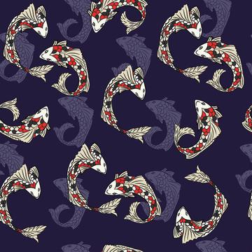 Koi fish seamless repeat pattern