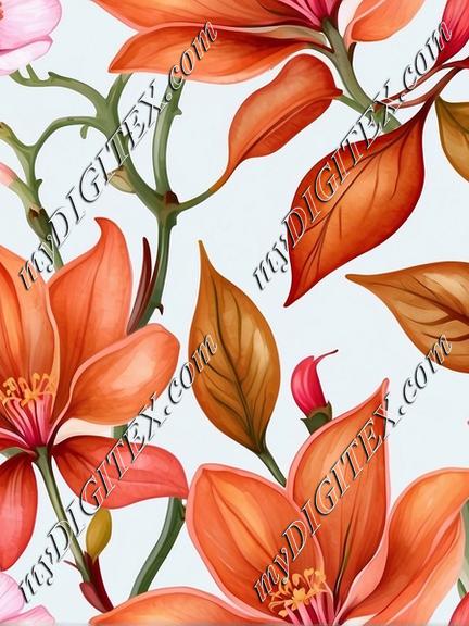 Tropical peach floral 2