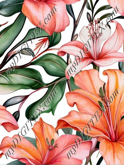 Tropical peach floral 3