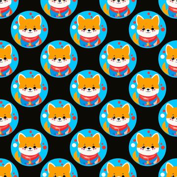 Cute dog in a circle pattern