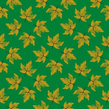 Brown leaves green pattern