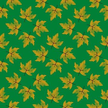 Brown leaves green pattern