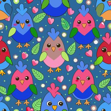 Chickens on a blue background