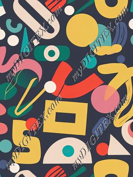 Colorful shapes on a gray background