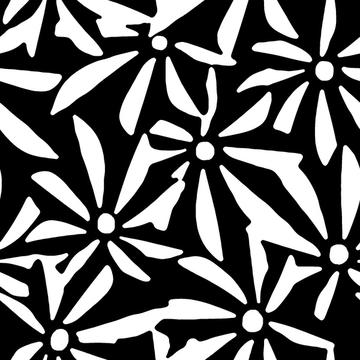 Black and white tropical floral
