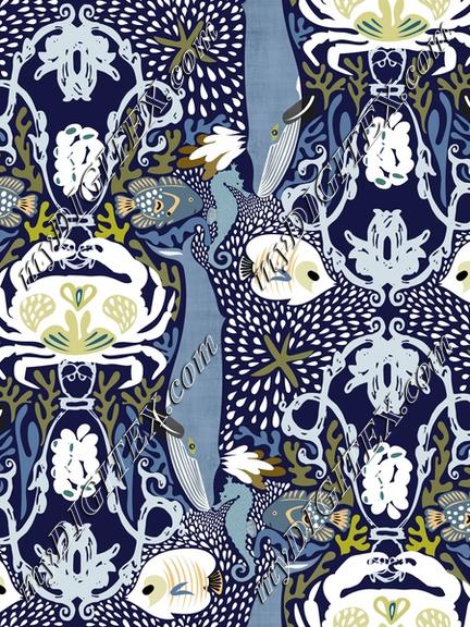 Nautical Ocean Animals Fish Whales