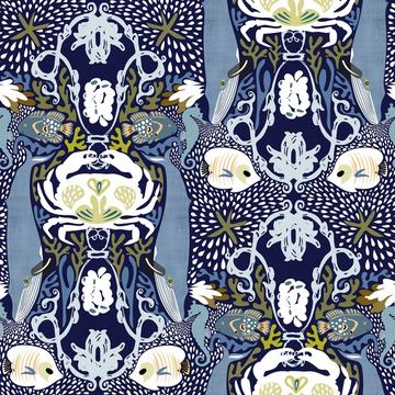 Nautical Ocean Animals Fish Whales