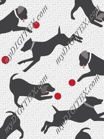 Dog silhouette playing ball
