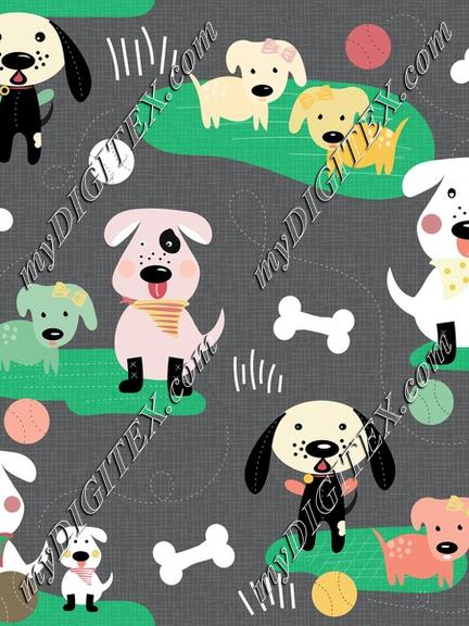 Dogs Playing Outdoors Cartoon Dogs