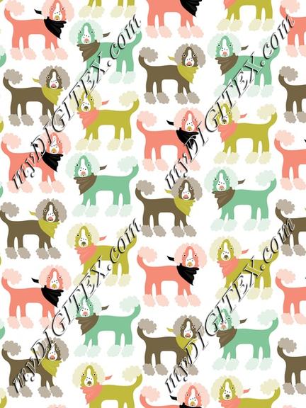 Dogs Walk Colorful Green Pink