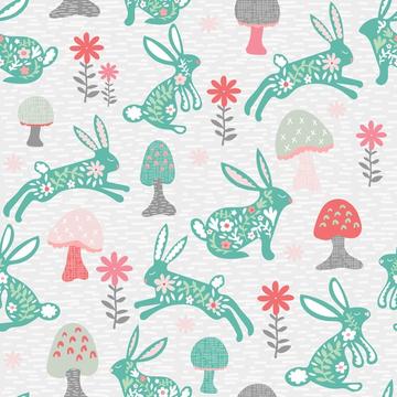 Bunny Rabbits Floral Nursery Easter Pastel