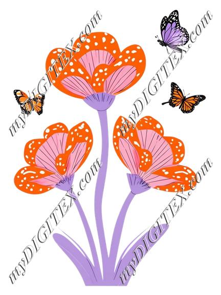Whimsical Orange Flowers