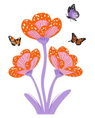 Whimsical Orange Flowers
