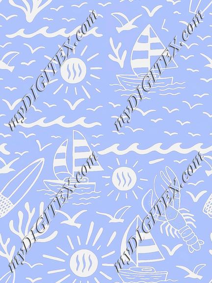 Sunny beachside getaway on cornflower blue