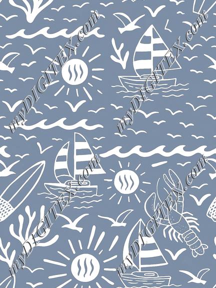 Sunny beachside getaway on marine blue