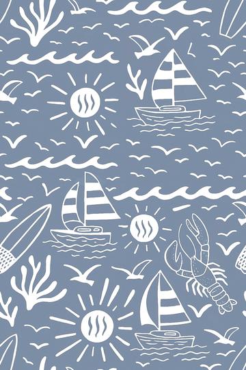 Sunny beachside getaway on marine blue