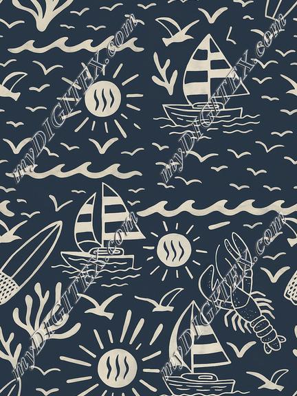 Sunny beachside getaway on navy