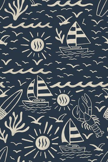 Sunny beachside getaway on navy