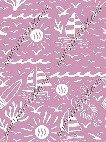 Sunny beachside getaway on mauve