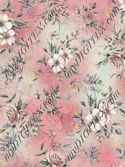 Blush Romance Floral Allover Print – Watercolor Botanical Design for Kurti & Dress Fabric