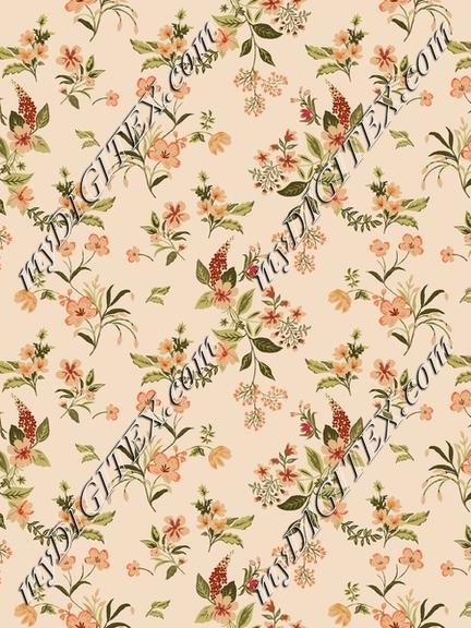 Vintage Meadow Floral Allover Print – Soft Botanical Design for Kurti & Dress Fabric