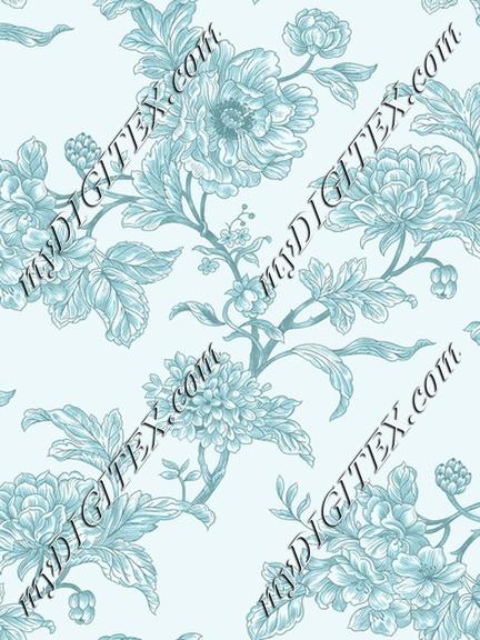 Vintage Botanical Floral Allover Print – Monochrome Classic Design for Fabric & Wallpaper
