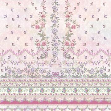 Pastel Garden Floral Panel Print – Elegant Design for Suit, Dupatta & Lawn Fabric