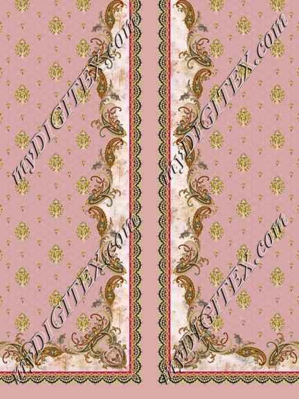 Mughal Paisley Border Panel Print – Ethnic Design for & Kurti Set