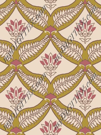 Mughal Lotus Jaal Allover Print – Ethnic Floral Design for Kurti, Saree & Dress Material