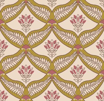 Mughal Lotus Jaal Allover Print – Ethnic Floral Design for Kurti, Saree & Dress Material