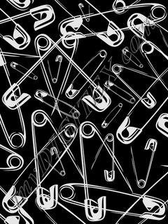Safety Pins (silver on  black)