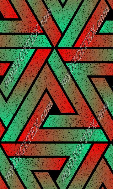 Grunge Triangle Geometric - Red Teal