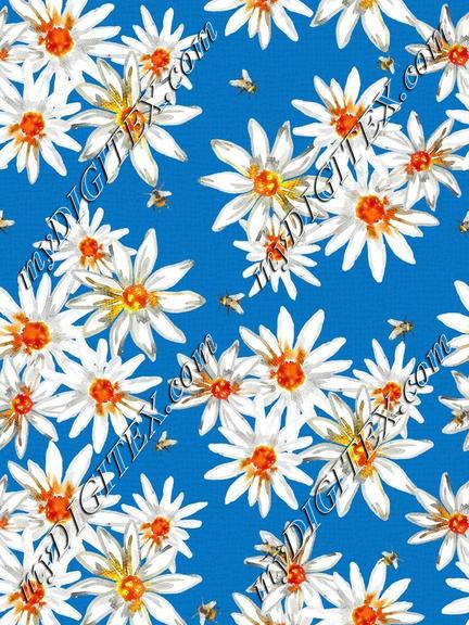 WD161091 Bumblebees and daisys-Azure Blue_MIO   D
