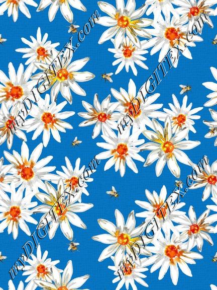 D065665 WD161091 Bumblebees and daisys-Azure Blue Rie_MIO one side brdr-E