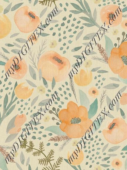 Boho Nursery Floral Peach Sage Teal Cream
