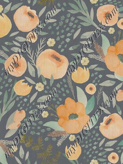 boho nursery floral peach gray teal