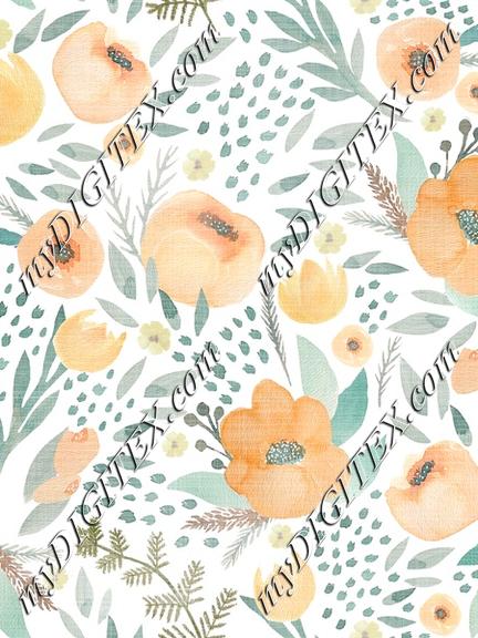 Bohemian watercolor floral peach sage green