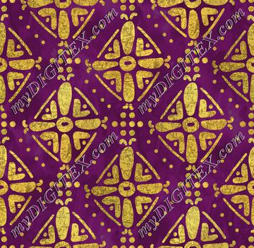 Handrawn Ethnic Diamond - Amethyst & Faux Gold