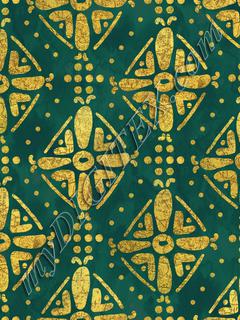 Handrawn Ethnic Diamond - Forest & Faux Gold