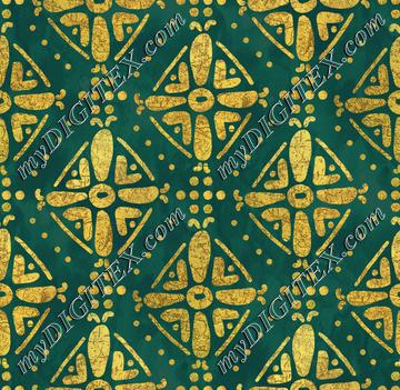 Handrawn Ethnic Diamond - Forest & Faux Gold