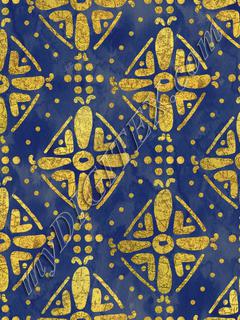 Handrawn Ethnic Diamond - Navy & Faux Gold