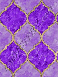 Purple & Faux Gold Quatrefoil