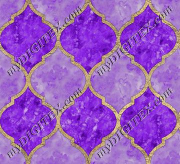 Purple & Faux Gold Quatrefoil