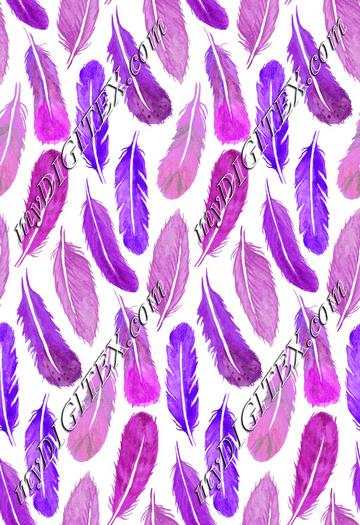 Watercolour Feather Drop - Purple