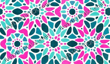 Majolica Floral Mosaic - Mint & Magenta