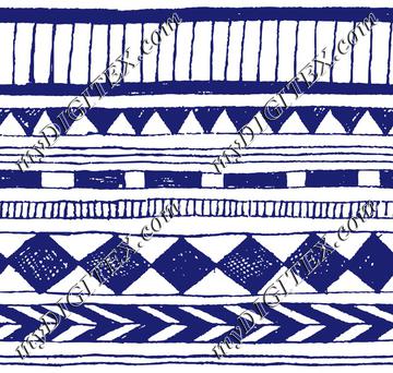 Blue doodle tribal motive