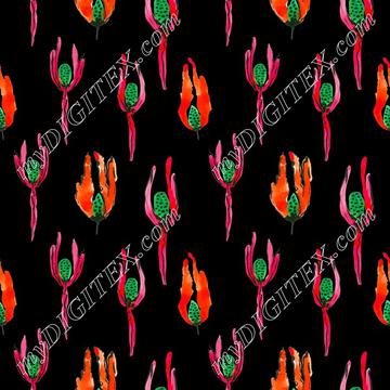 Fuchsia Flower - Black