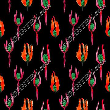 Fuchsia Flower - Black